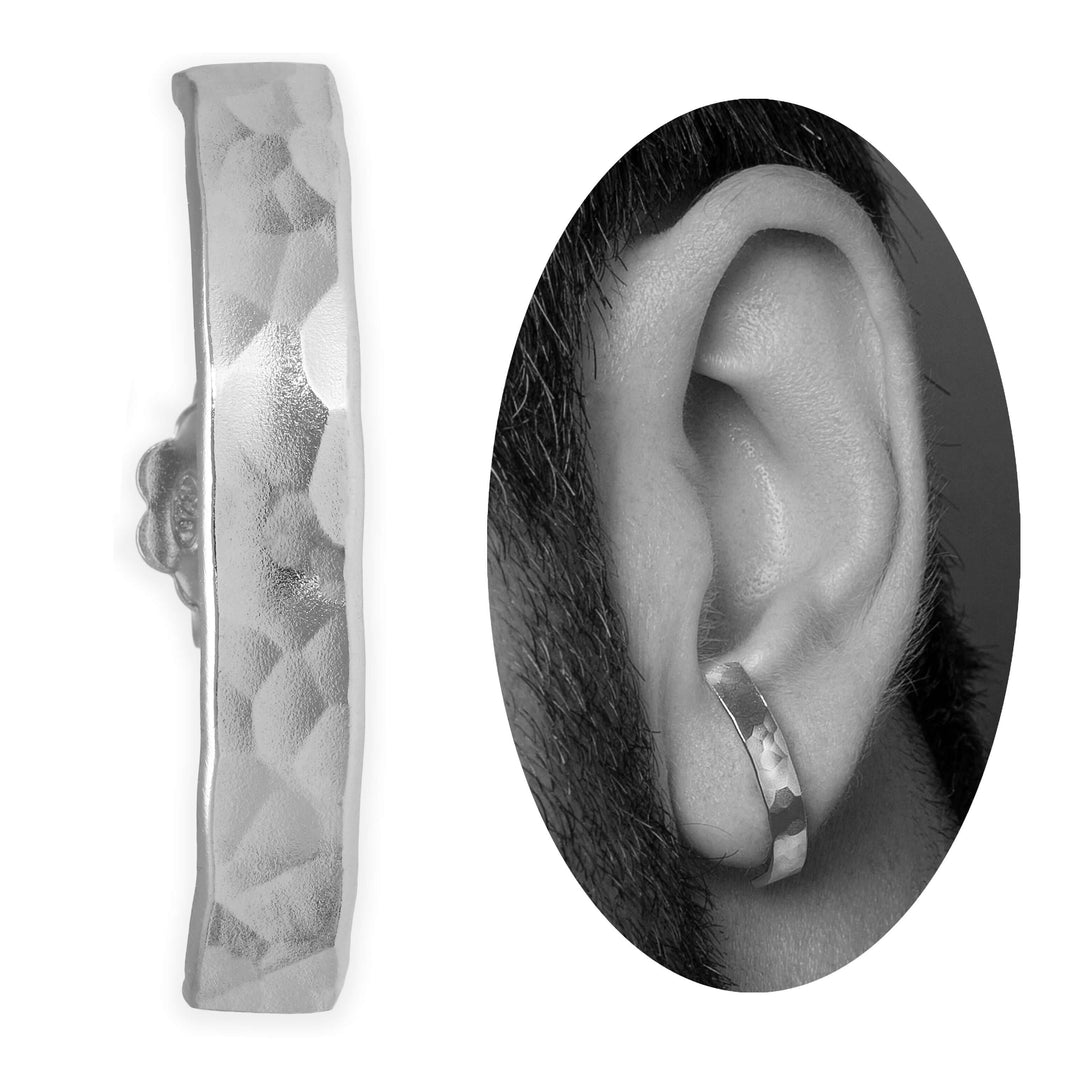 Men's earring suspender hammered