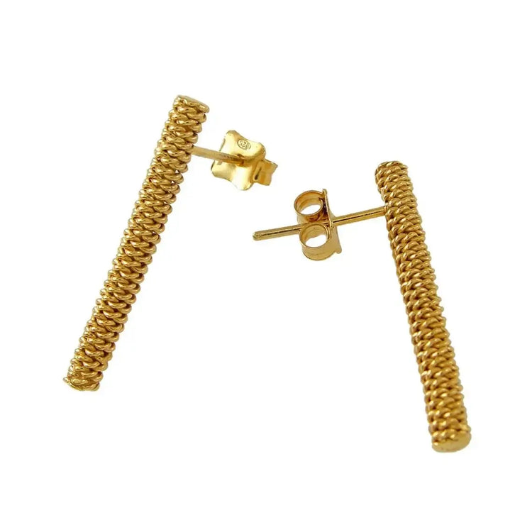 Επιχρυσωμένα Καρφωτά σκουλαρίκια μπάρες από ασήμι 925 - κοσμήματα emmanuela