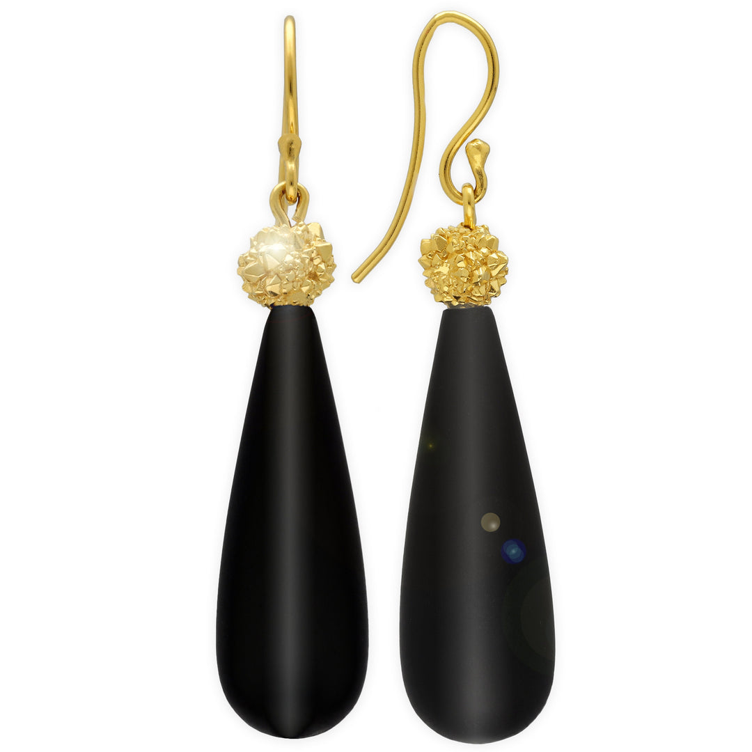 Dangling earrings with black onyx