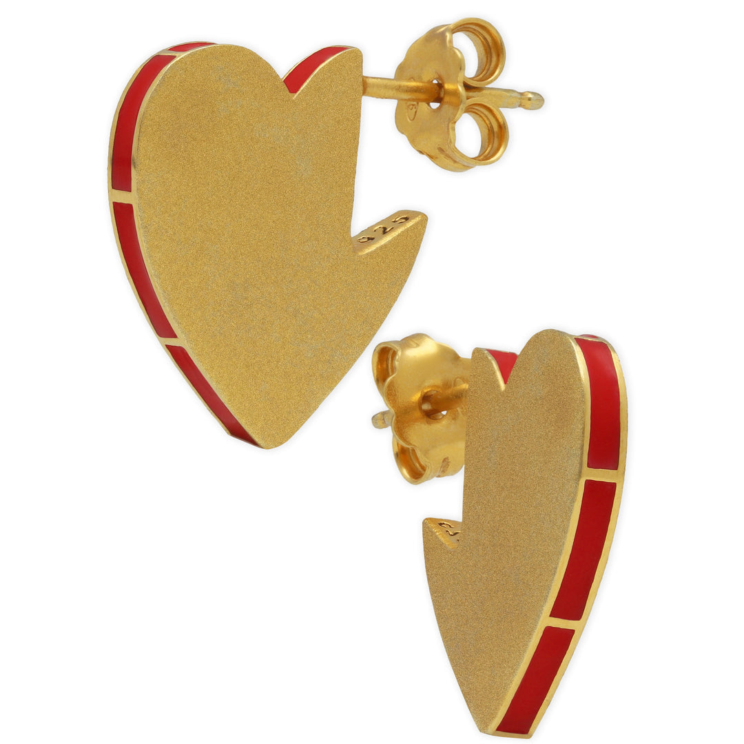 Stud earrings "hearts" with enamel