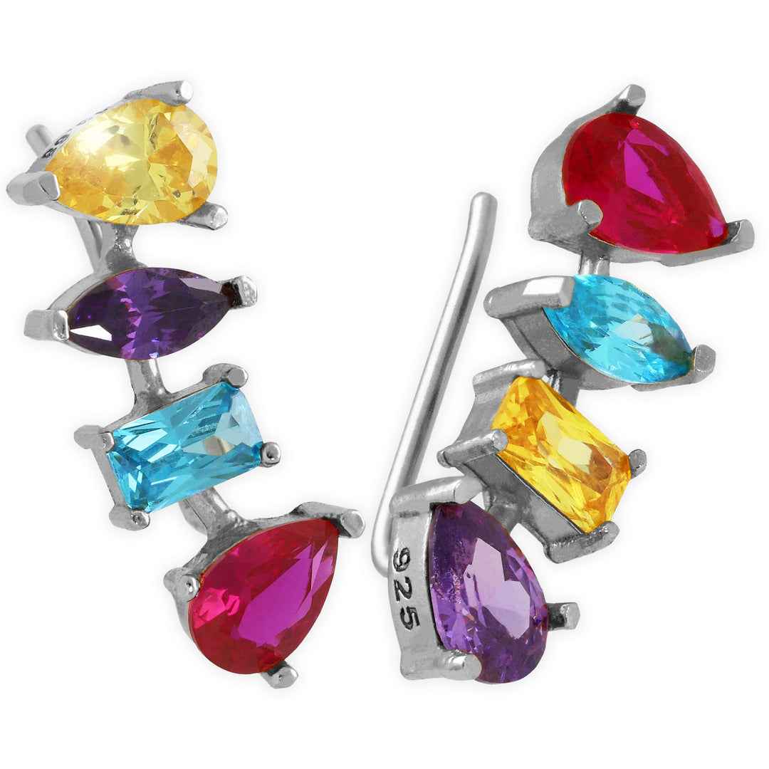 Pin earrings with colorful zircons