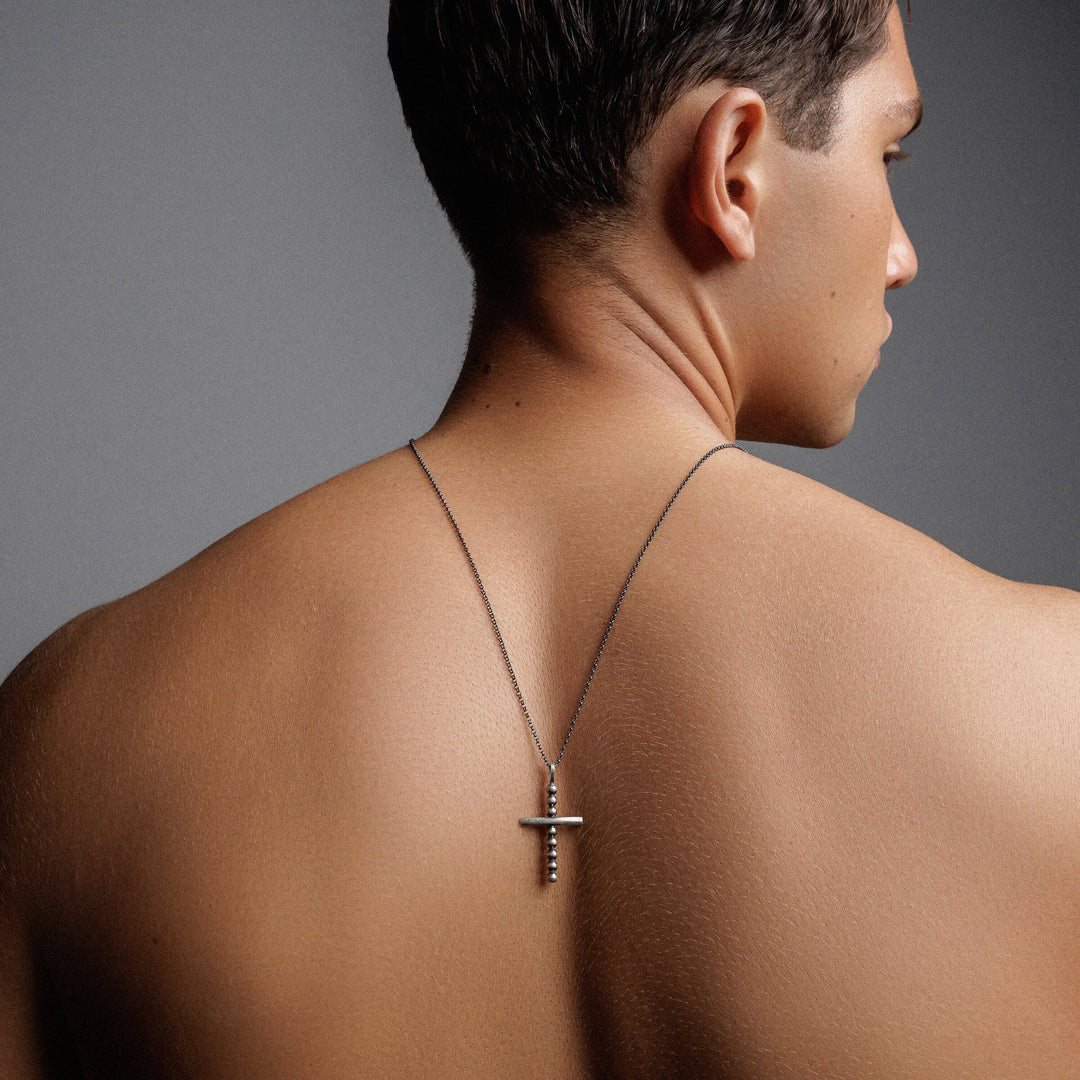 Pendant cross with balls for men