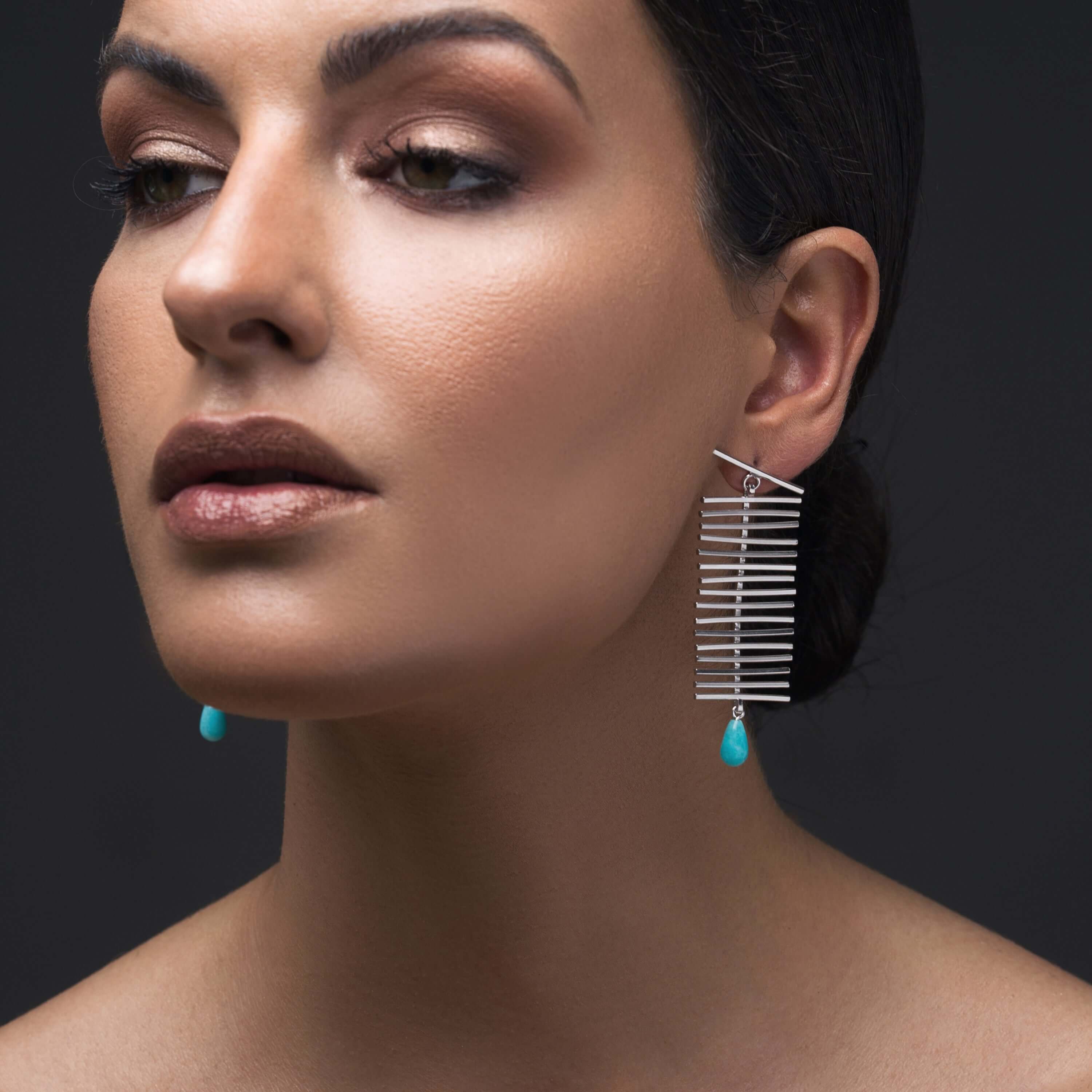 Κρεμαστά σκουλαρίκια ψαροκόκαλα - Emmanuela - handcrafted for you®