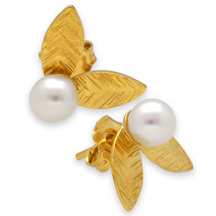 'Leaves' ear jackets with pearls