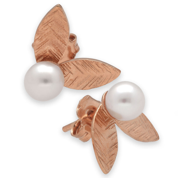 'Leaves' ear jackets with pearls