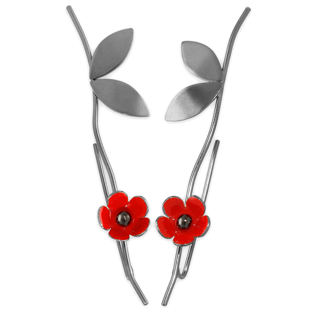 Pin-Ohrringe „Blumen“ mit Emaille