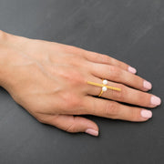 Bar Ring mit zwei weißen Perlen - Emmanuela - handcrafted for you-sterlingsilber