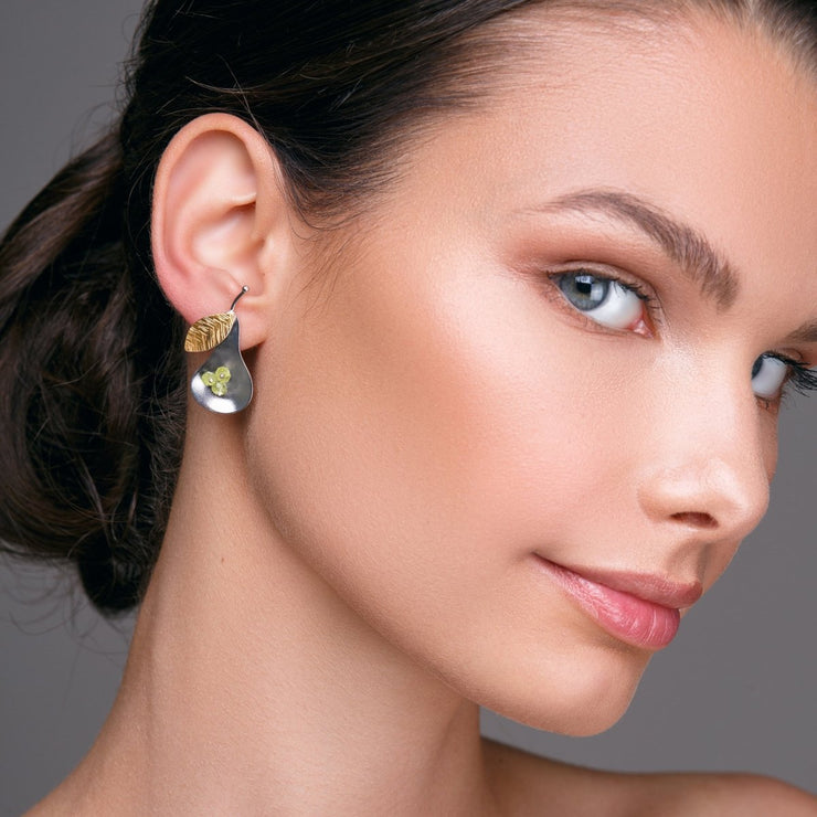 Birnen-Ohrringe mit grünen Peridot aus Sterlingsilber - Hypoallergen