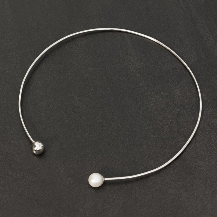 Chokerhalskette mit einer Perle - Emmanuela - handcrafted for you-sterlingsilber