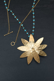 Großer Blumenanhänger an Rosenkranzkette - Emmanuela - handcrafted for you-sterlingsilber