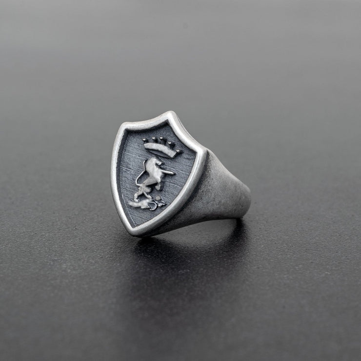 Großer Shield Ring für Herren - Emmanuela - handcrafted for you-sterlingsilber