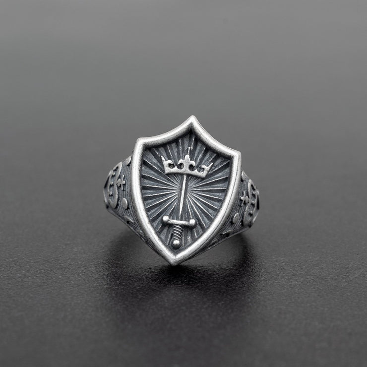 Ritterschild Ring für Herren - Emmanuela - handcrafted for you-sterlingsilber