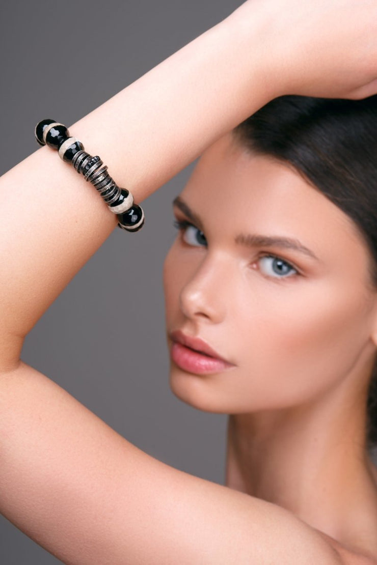 Schwarzes Armband - Emmanuela - handcrafted for you-sterlingsilber
