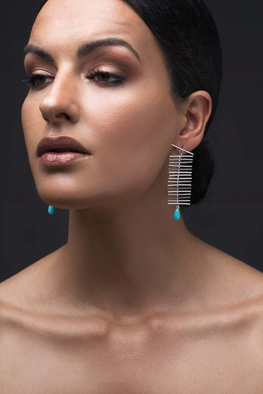 Κρεμαστά σκουλαρίκια ψαροκόκαλα - Emmanuela - handcrafted for you®